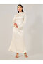 Satin Bell Sleeve Boat Neck Maxi Dress - 2