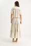 Women's Beige Blue Striped Muslin Tie-Front Collared Blouse Flounced Skirt Top-Down Set 4011 60283424 - 7