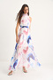 Women's Pink Blue Halter Neck Patterned Slit Detailed Lined Chiffon Dress 60283417 - 3