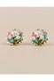 Fiorella Rosamare Flower Motif Pearl Art Earrings - 3