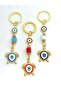Navy Blue Turtle Stone Eye Metal Keychain, Metal Evil Eye Beaded Keychain Car Keychain - 6