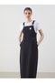 Lcw Modest Black Square Neck Straight Strap Women Jean Salopet Dress
