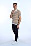 Tk Horizontal Striped Collar Knitwear T-Shirt Brown - 3
