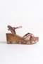 Women's Special Floral Design Cross Strap Wedge Heeled Shoes, Casual Sandals - 3