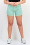 Women Solid Denim Shorts, Mint Green