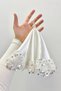 White Bride and Groom Handkerchief, Sparkling Sequins and Beads Embroidered, Wedding Henna Circumcision Promise Engagement Halay - 3