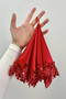 Red Bride Groom Handkerchief, Sparkling Sequins and Beads Embroidered, Wedding Henna Circumcision Promise Engagement Halay - 2