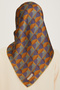 Nostalgia Series Silk Sura Scarf 9204Ds-39 Geometric Pattern Turmeric-Purple - 4