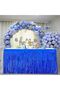 Blue Tasseled Metallized Table Skirt Shiny Table Skirt for Birthday and Party Decoration