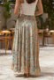 Green Color Waist Embroidered Sequin Detailed Long Silk Skirt - 8