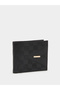 Black Solid Checkered Wallet
