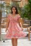 Pink Color Madonna Collar Short Silk Dress