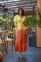 Yellow Color Sequin Detailed V-Neck Italian Dress - 6