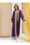Lace Trim Collared Abaya and Inner Dress Set
