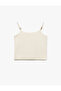 Beaded Detailed Thin Strap Sleeveless Textured Crop Tank Top - 2