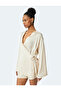 Long sleeve double-breasted satin kimono jacket. - 4