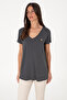 Women's Anthracite V-Neck Basic T-Shirt 50300829-Vr006