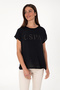 Women's Black Crew Neck T-Shirt 50300777-Vr046 - 3