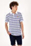 Men's Regular Fit Polo Collar Light Navy Blue T-Shirt Kzy Gi̇yi̇m