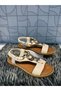 Castle 35307 Beige Cream Pole Buckle Detail Style Orthopedic Sandals Shoes with Elastic Back - 2