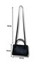 Women's Zippered Long Handle Double Suit Black and Light Brown Baguette Hand and Shoulder Bag - 2