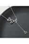 Triple Heart Model Tassel Dangle Style Zircon Stone Embroidered Stylish Design Steel Necklace - 2