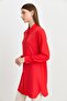 Shirt Collar Stoned Stylish Tunic Coral - 2
