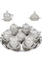 Coffee Cup and Saucer Set, Turkish and Arabic Coffee, Espresso Cup and Saucer Set, Crystal Set, 6 Pieces