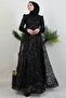 Cansu Glitter Evening Dress Black - 3