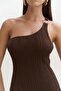 Endah Ring Detailed Asymmetrical Brown Long Knitwear Dress - 7