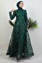 Cansu Glitter Evening Dress Emerald - 3