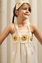 Motifed Strap Summer Girl's Dress White - 8