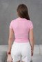Polo Neck Gather Detail Short Sleeve Slim Fit Camisole Basic T-Shirt - 6