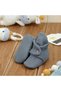 Organic Cotton Muslin Baby Booties, Newborn Slippers, Dark Gray - 5