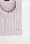 Men's Big Size 100% Cotton Buttoned Collar Linen Texture Striped Short Sleeve Burgundy Shirt - 3