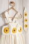 Motifed Strap Summer Girl's Dress White - 3