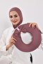 3-Piece Set of Hijab, Visor, and Hat, Hijab, St-1P, Dusty Rose - 2