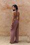 Lvdovila Light Burgundy Linen Crop Vest Pants Suit - 5