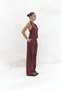 Dena Backless Burgundy Linen Vest Trousers Suit - 3