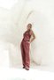 Dena Backless Burgundy Linen Vest Trousers Suit - 5