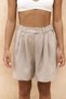 Gaelil Oversize Beige Linen Shirt Shorts Set - 7