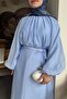 Vuala Tie Blouse Skirt Set-Blue - 6
