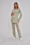 Maternity Pajama Set with Lace Detail on Neckline and Sleeves