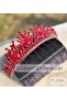 Flora Ruby Red Crystal Stone Luxury Design Engagement Bridal Tiara Metal Crown with Peaked Authentic Motif