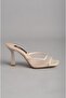 Seç 8302 Tul Detatyli Heel Slippers (Heel Height: 10 cm) Beige Patent Leather - 7