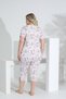 Angelique Bamboo Fabric Short Sleeve Lace Detail Women's Capri Suit 22264 - 4