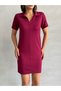 Women's Burgundy Polo Neck Soft Touch Dress - 3