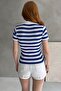 Women's Striped Sax Polo Neck Ribbed Knitted Blouse - 3