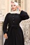 Tie Waist Hijab Dress Black 2304 - 2
