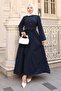 Tie Waist Hijab Dress Navy Blue 2304 - 4